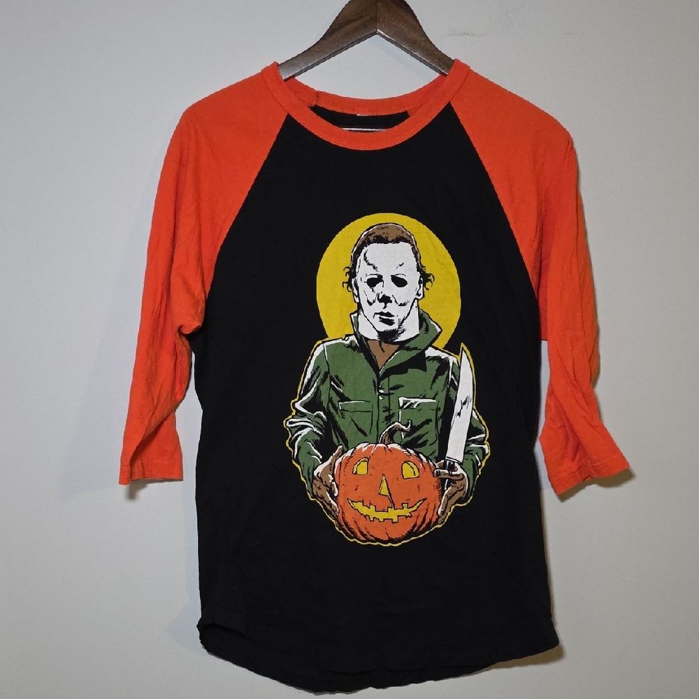 Halloween Graphic Raglan Tee - Black and‎ Orange